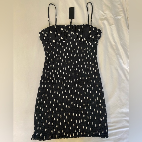 Revolve H:ours black & white polka dot mini dress - Picture 7 of 8